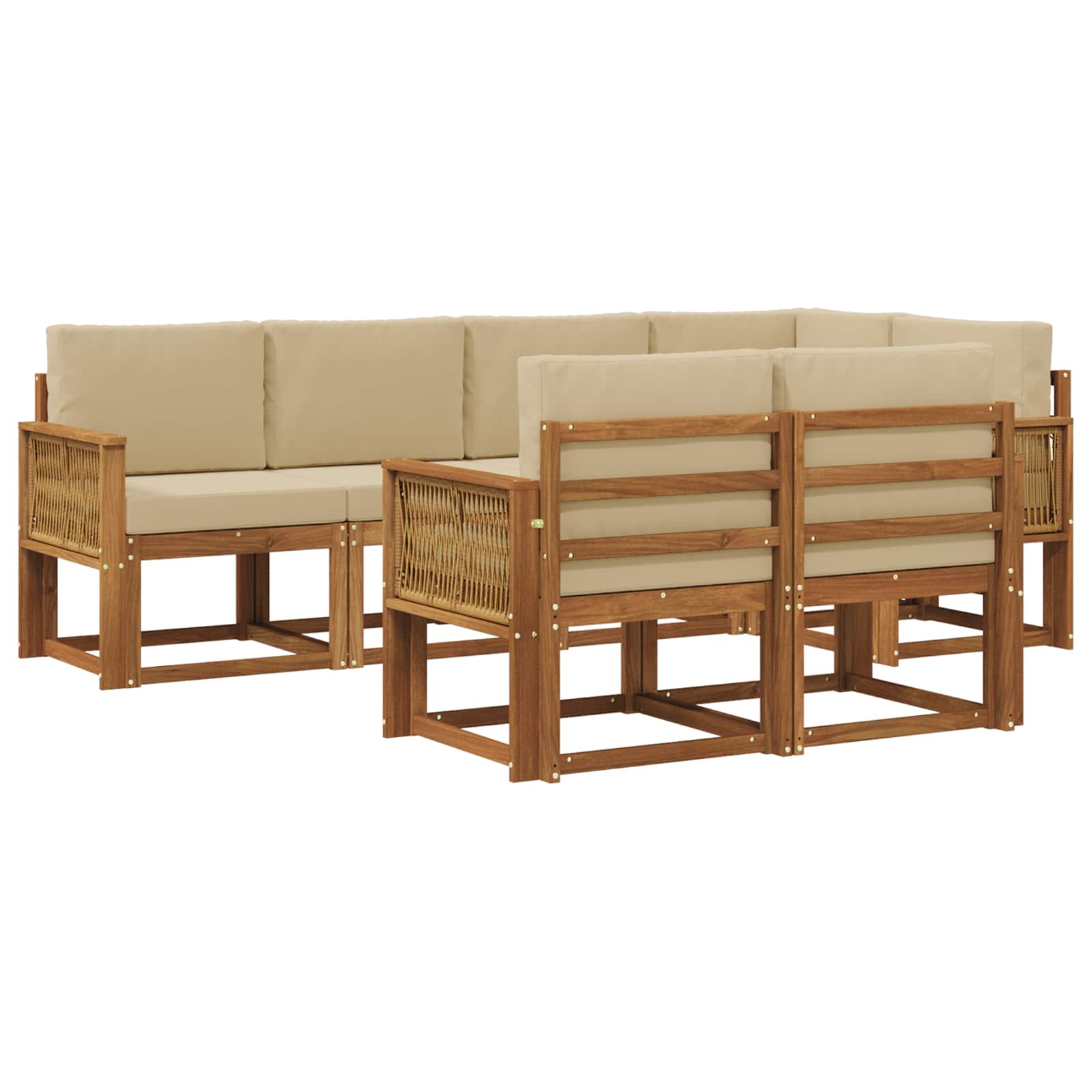 Outdoor-Sofagarnitur mit Kissen 7 pcs Natur und Beige Polyester