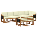 Outdoor-Sofagarnitur mit Kissen 8 pcs Natur und Creme Polyester