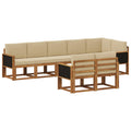 Outdoor-Sofagarnitur mit Kissen 8 pcs Natur und Beige Polyester