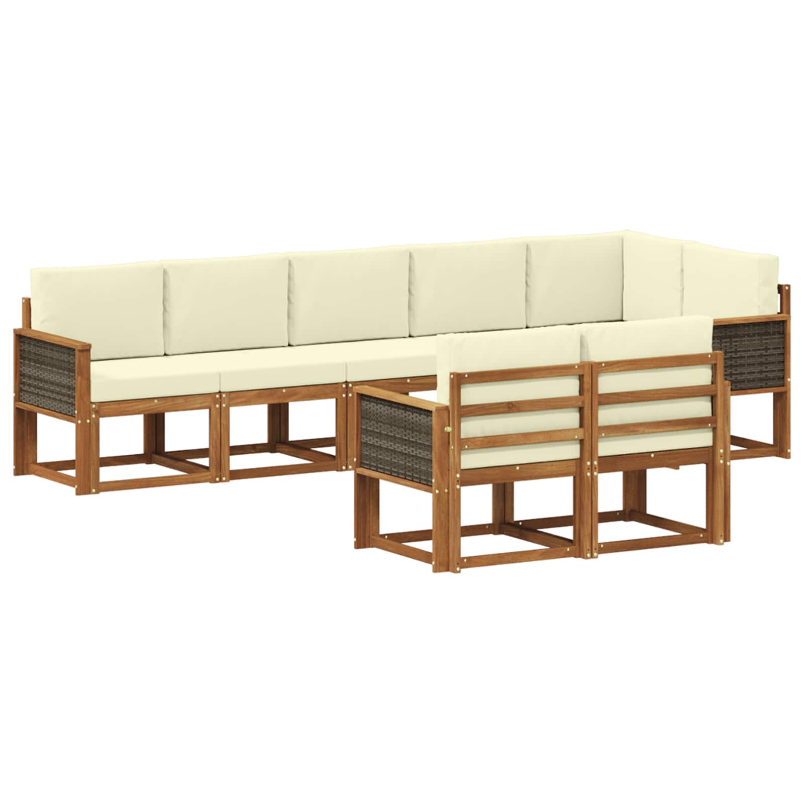 Outdoor-Sofagarnitur mit Kissen 8 pcs Natur und Creme Polyester