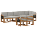 Outdoor-Sofagarnitur 8 pcs Natürlich und Hellgrau Polyester