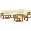 Outdoor-Sofagarnitur mit Kissen 8 pcs Natur und Creme Polyester