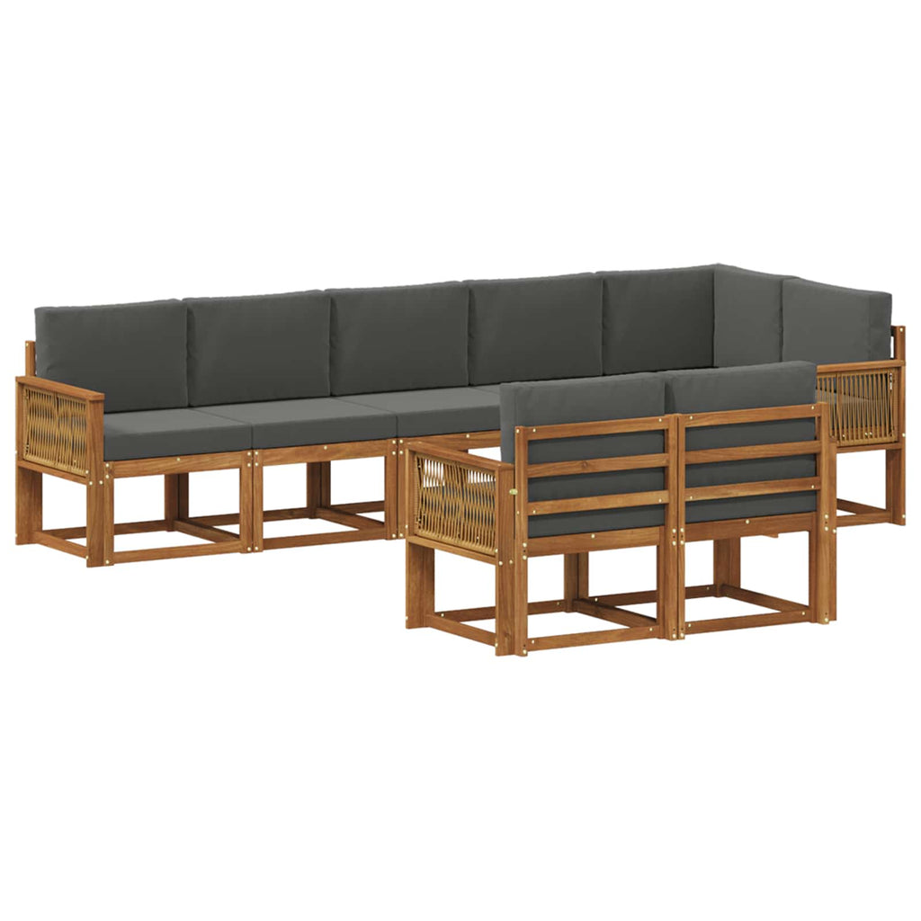 Outdoor-Sofagarnitur 8 pcs Natur und Anthrazit Polyester