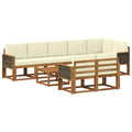 Outdoor-Sofagarnitur mit Kissen 9 pcs Natur und Creme Polyester