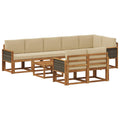 Outdoor-Sofagarnitur mit Kissen 9 pcs Natur und Beige Polyester