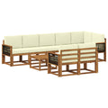 Outdoor-Sofagarnitur mit Kissen 9 pcs Natur und Creme Polyester