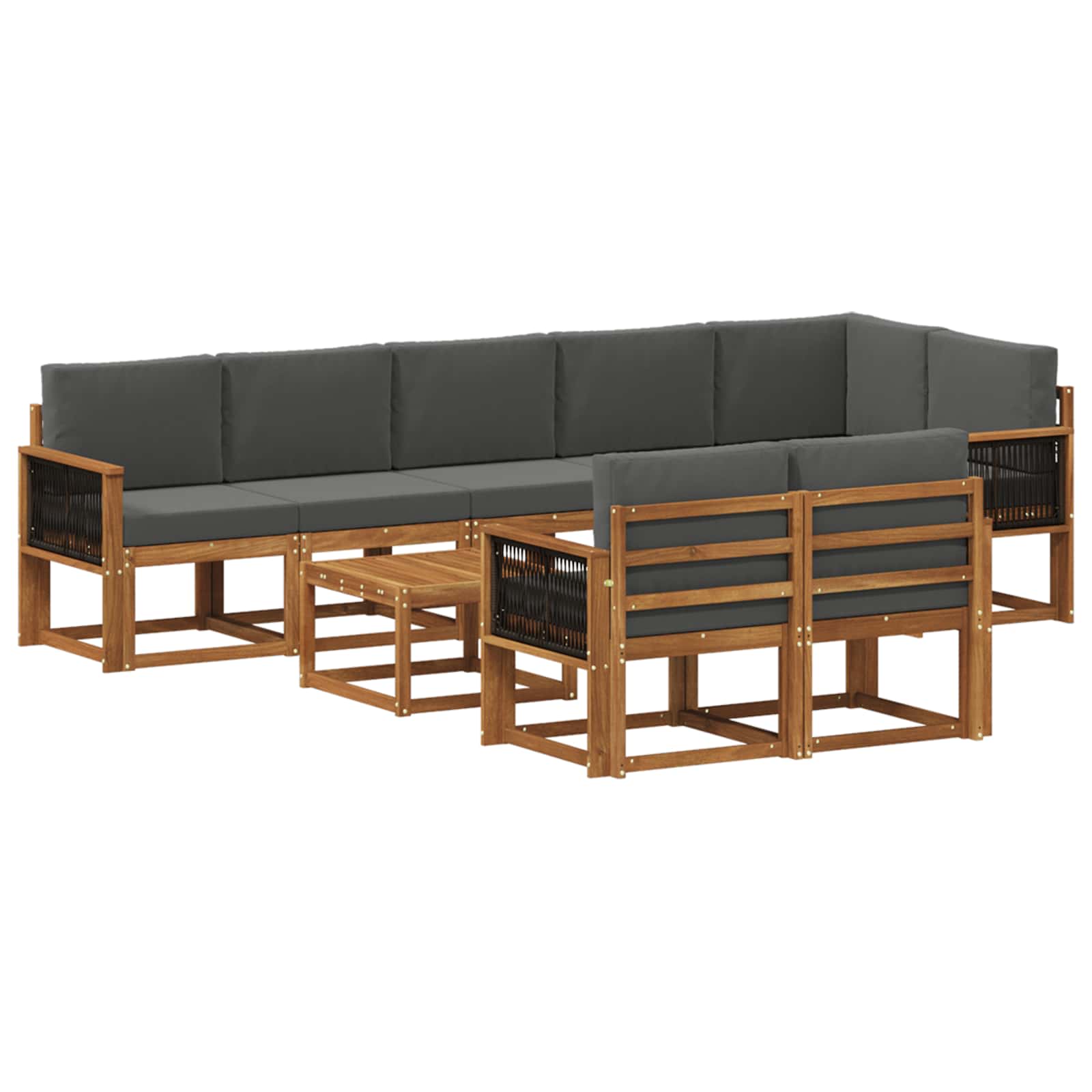 Outdoor-Sofagarnitur 9 pcs Natur und Anthrazit Polyester