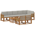 Outdoor-Sofagarnitur 9 pcs Natürlich und Hellgrau Polyester