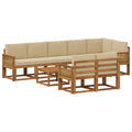 Outdoor-Sofagarnitur mit Kissen 9 pcs Natur und Beige Polyester