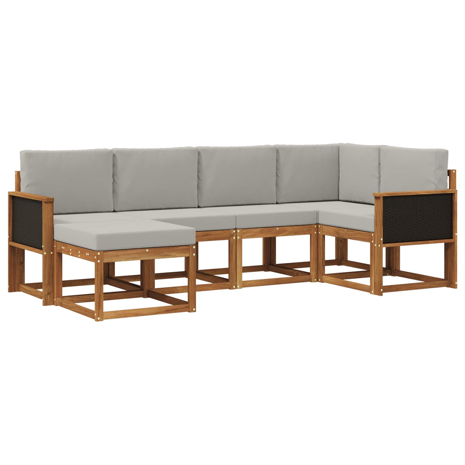 Outdoor-Sofagarnitur 6 pcs Natürlich und Hellgrau