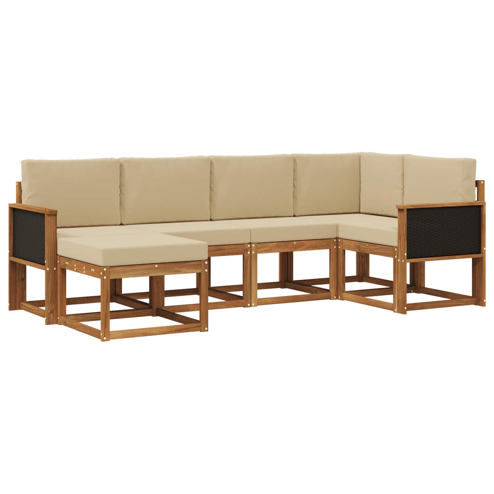 Outdoor-Sofagarnitur 6 pcs Natur und Beige Massivholz Akazie