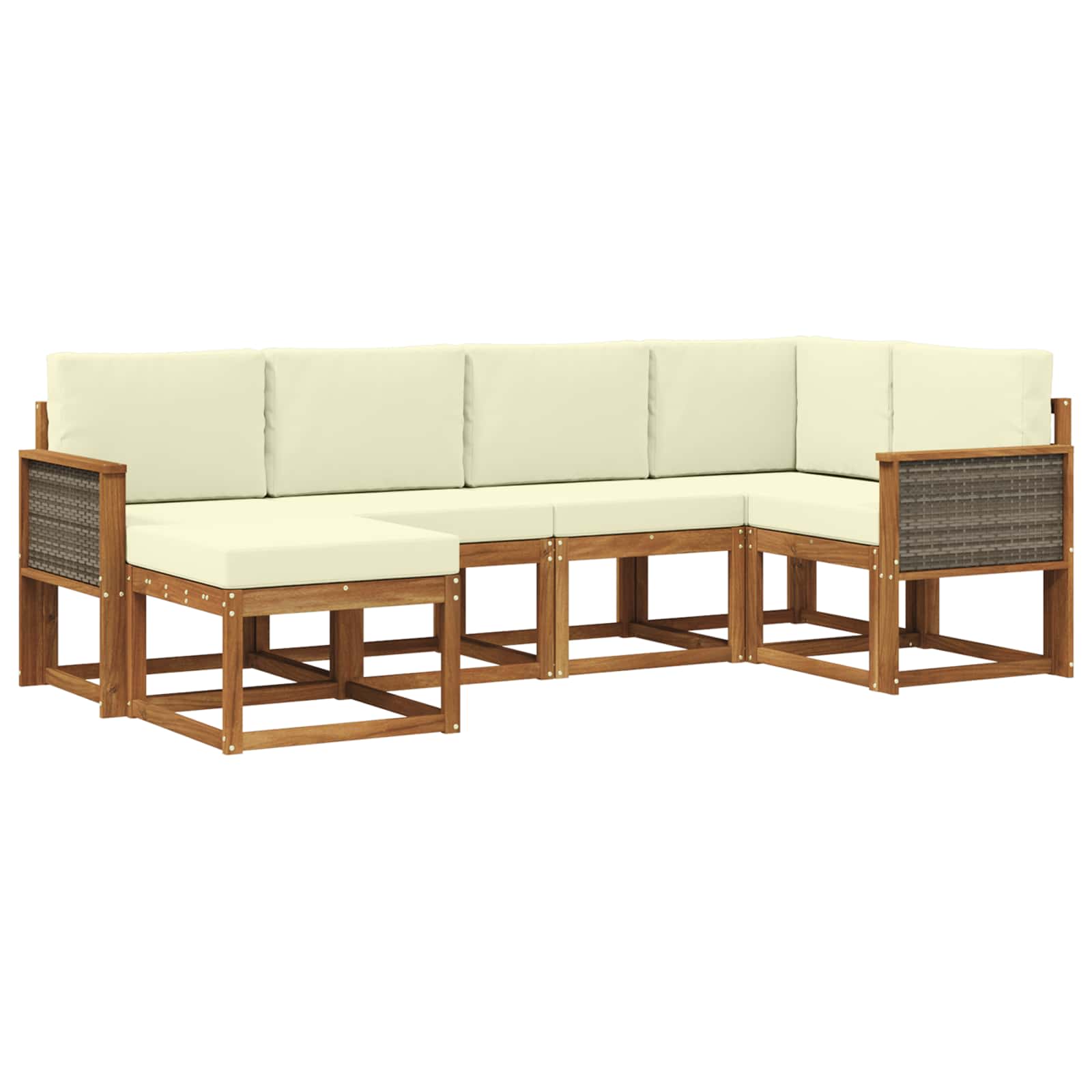 Outdoor-Sofagarnitur mit Kissen 6 pcs Natur und Creme Polyester