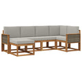 Outdoor-Sofagarnitur 6 pcs Natürlich und Hellgrau Polyester