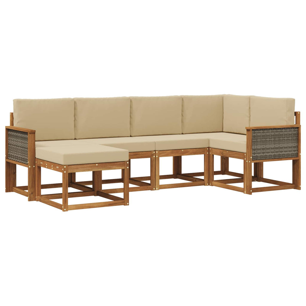 Outdoor-Sofagarnitur mit Kissen 6 pcs Natur und Beige Polyester