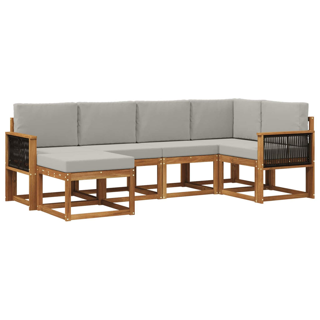Outdoor-Sofagarnitur 6 pcs Natürlich und Hellgrau