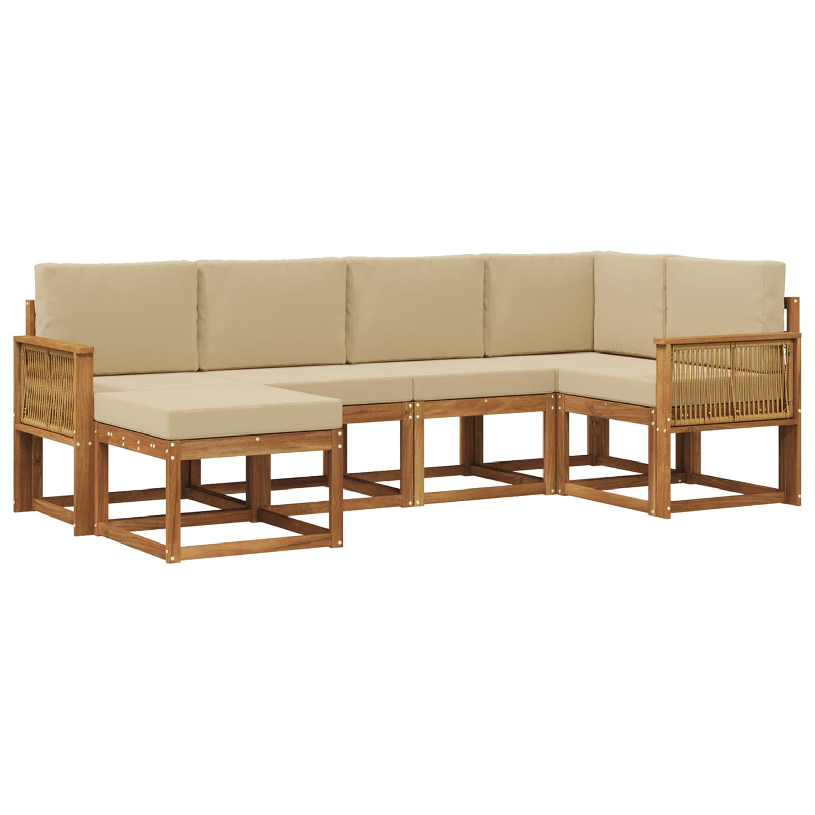 Outdoor-Sofagarnitur mit Kissen 6 pcs Natur und Beige Polyester