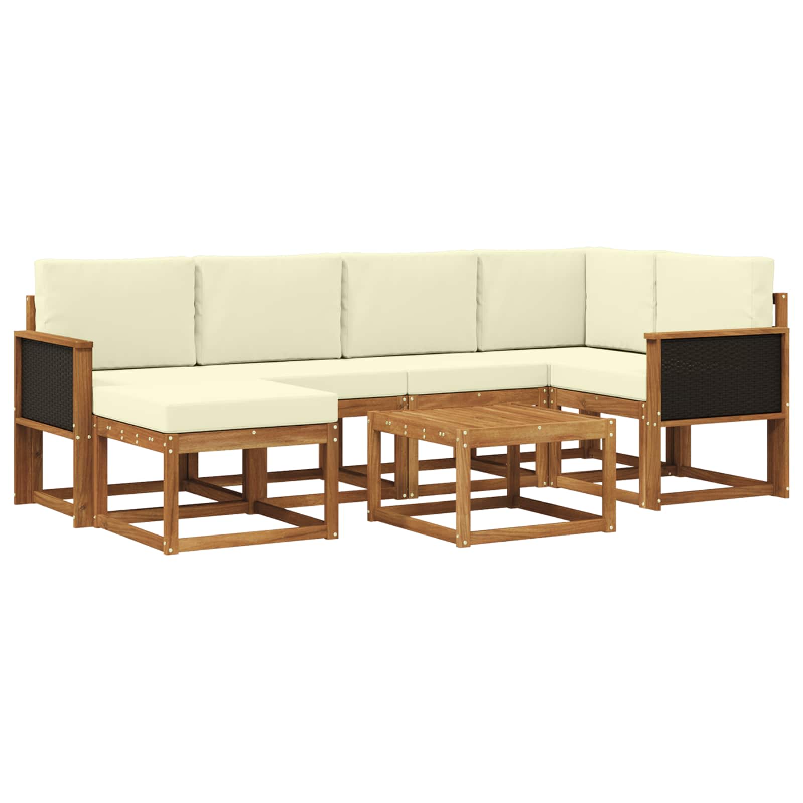 Outdoor-Sofagarnitur 7 pcs Natur und Creme Massivholz Akazie
