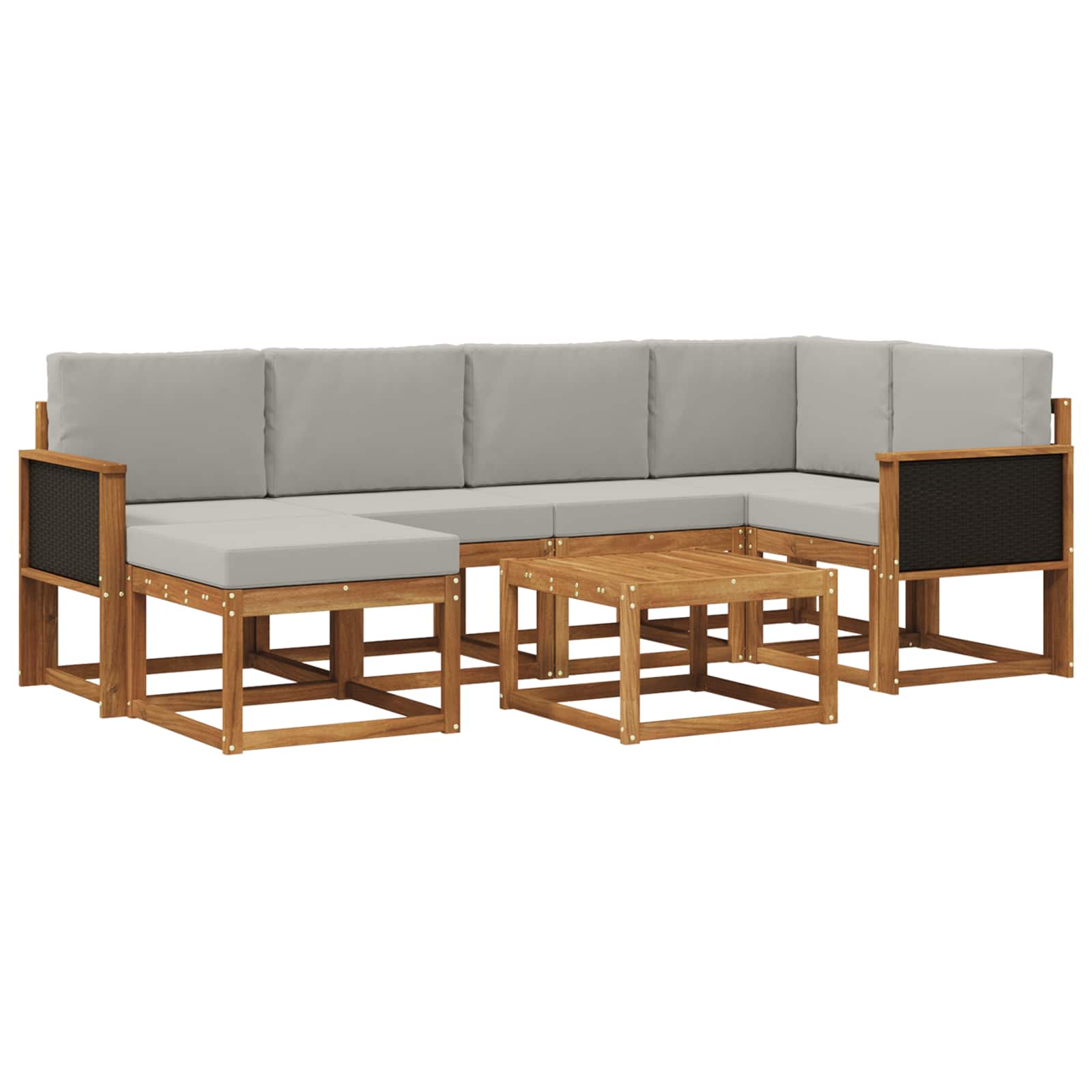Outdoor-Sofagarnitur mit Kissen 7 pcs Natürlich und Hellgrau