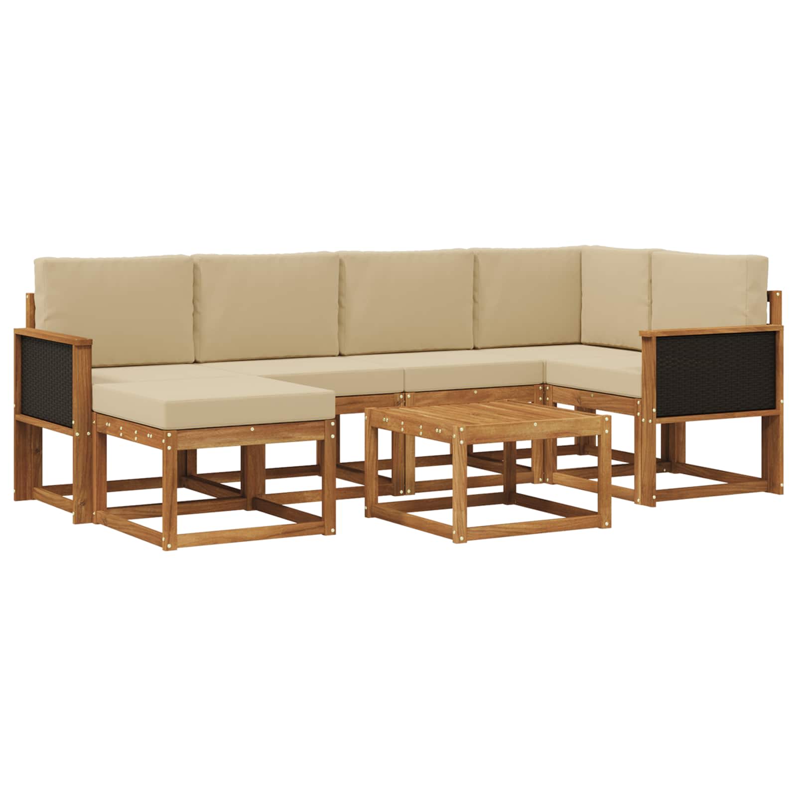 Outdoor-Sofagarnitur 7 pcs Natur und Beige Massivholz Akazie