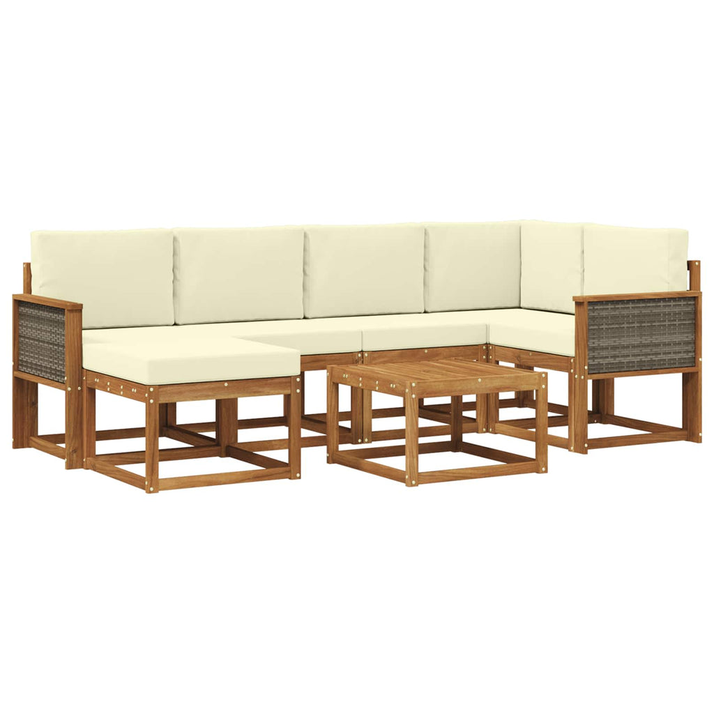 Outdoor-Sofagarnitur 7 pcs Natur und Creme Massivholz Akazie