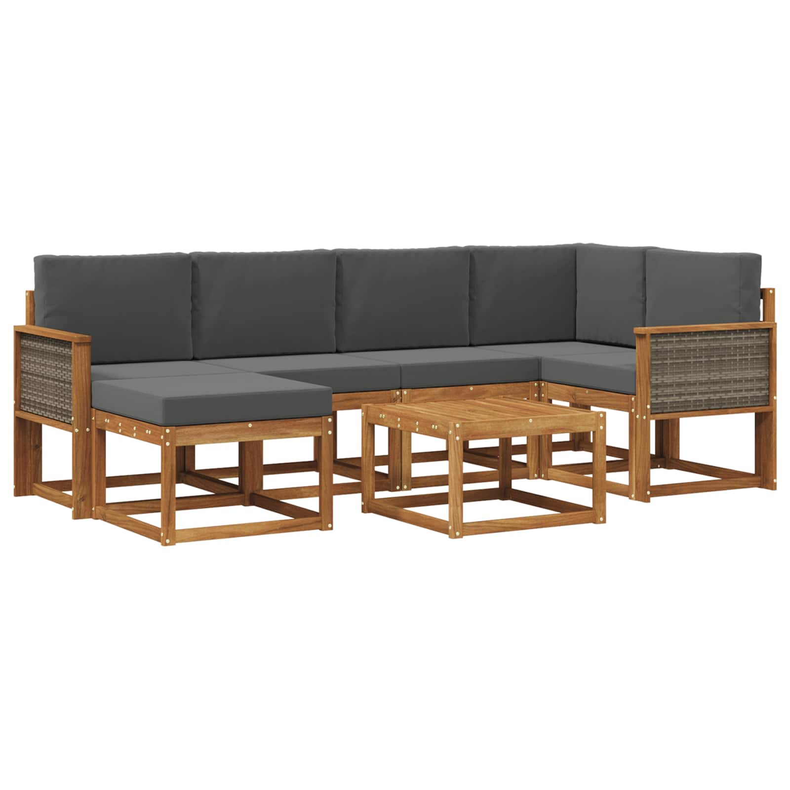 Outdoor-Sofagarnitur mit Kissen 7 pcs Natur und Anthrazit