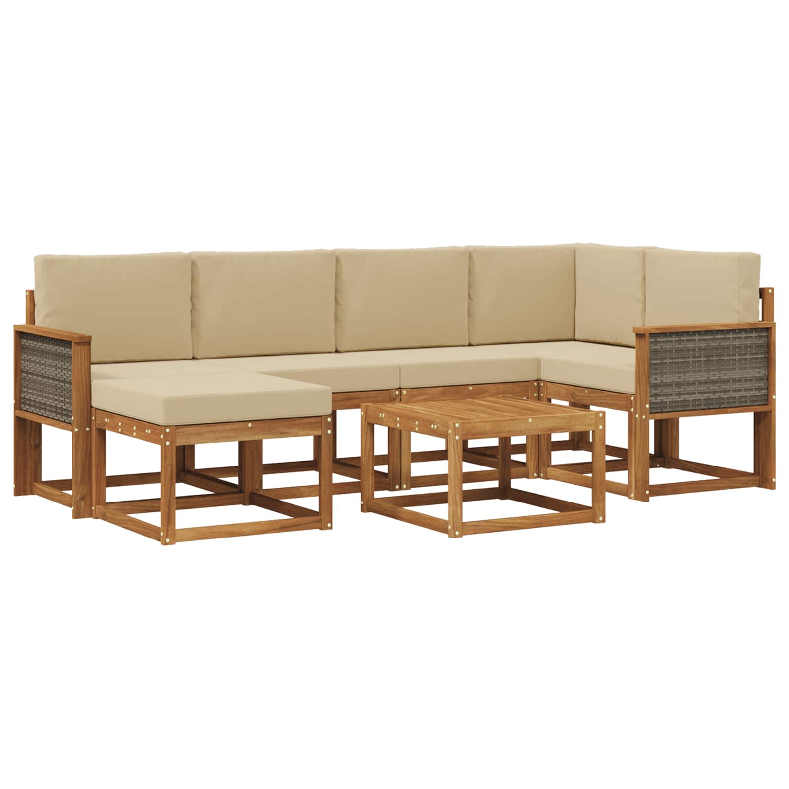 Outdoor-Sofagarnitur 7 pcs Natur und Beige Massivholz Akazie