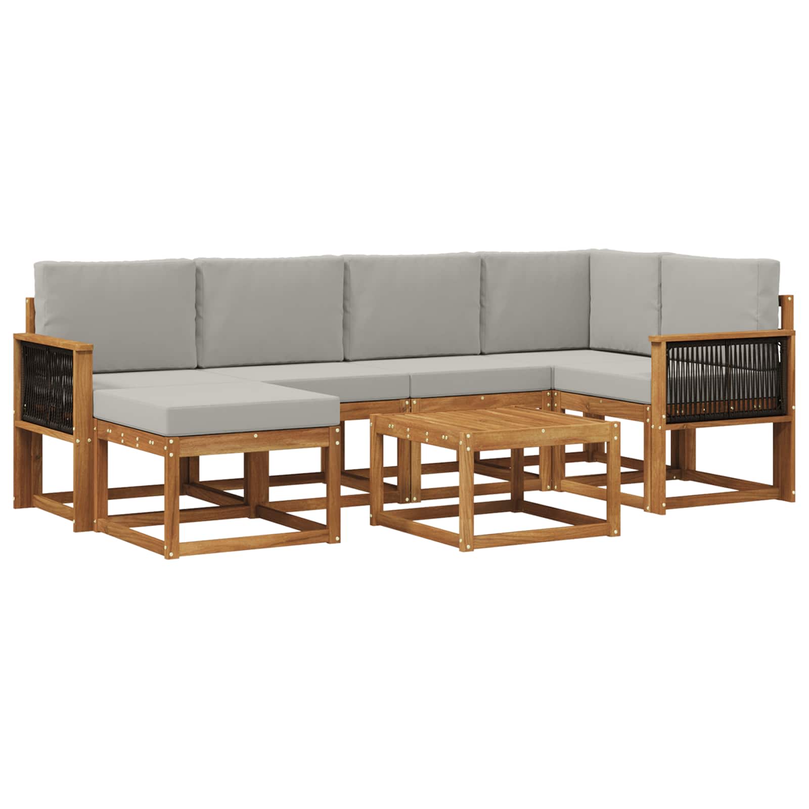Outdoor-Sofagarnitur mit Kissen 7 pcs Natürlich und Hellgrau
