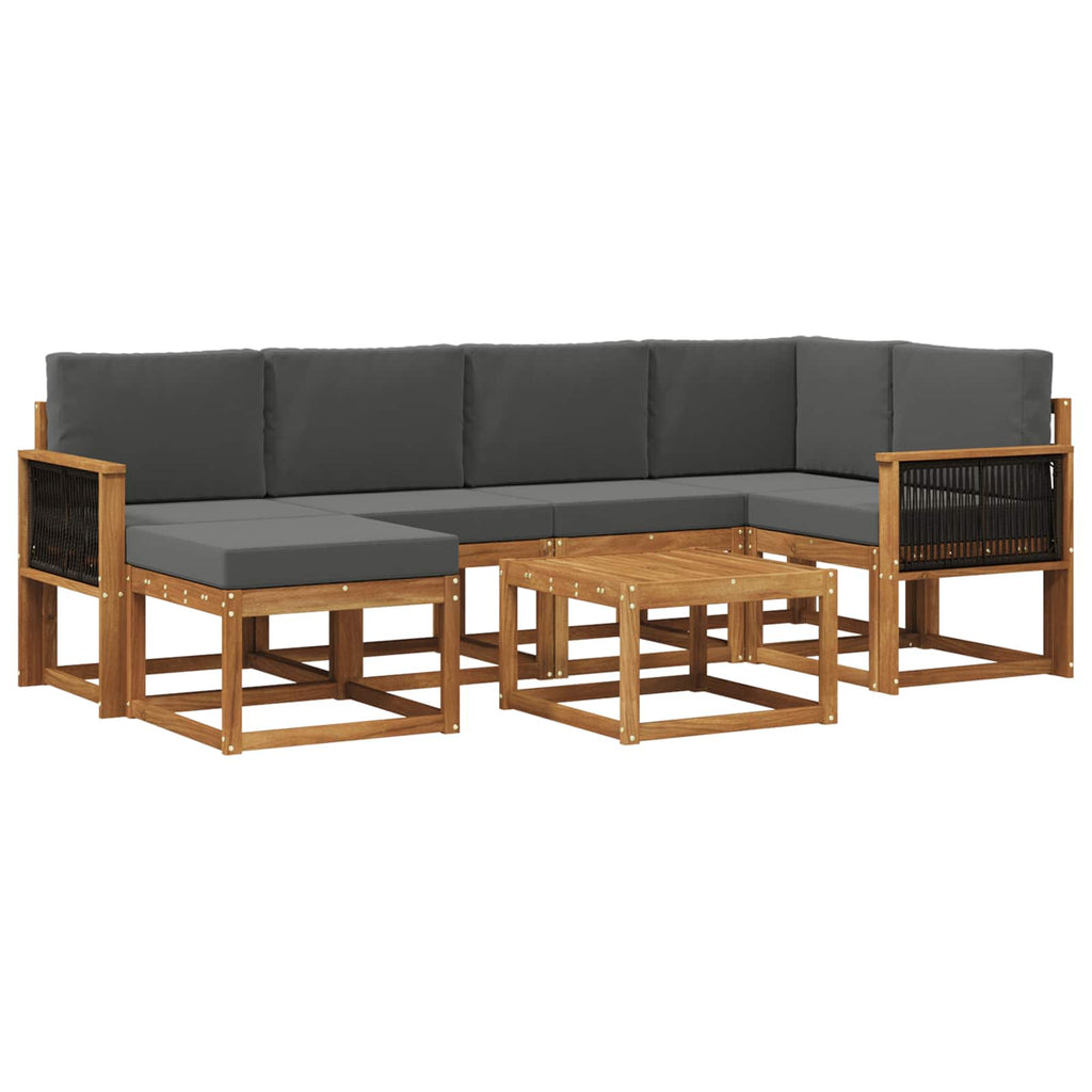 Outdoor-Sofagarnitur mit Kissen 7 pcs Natur und Anthrazit