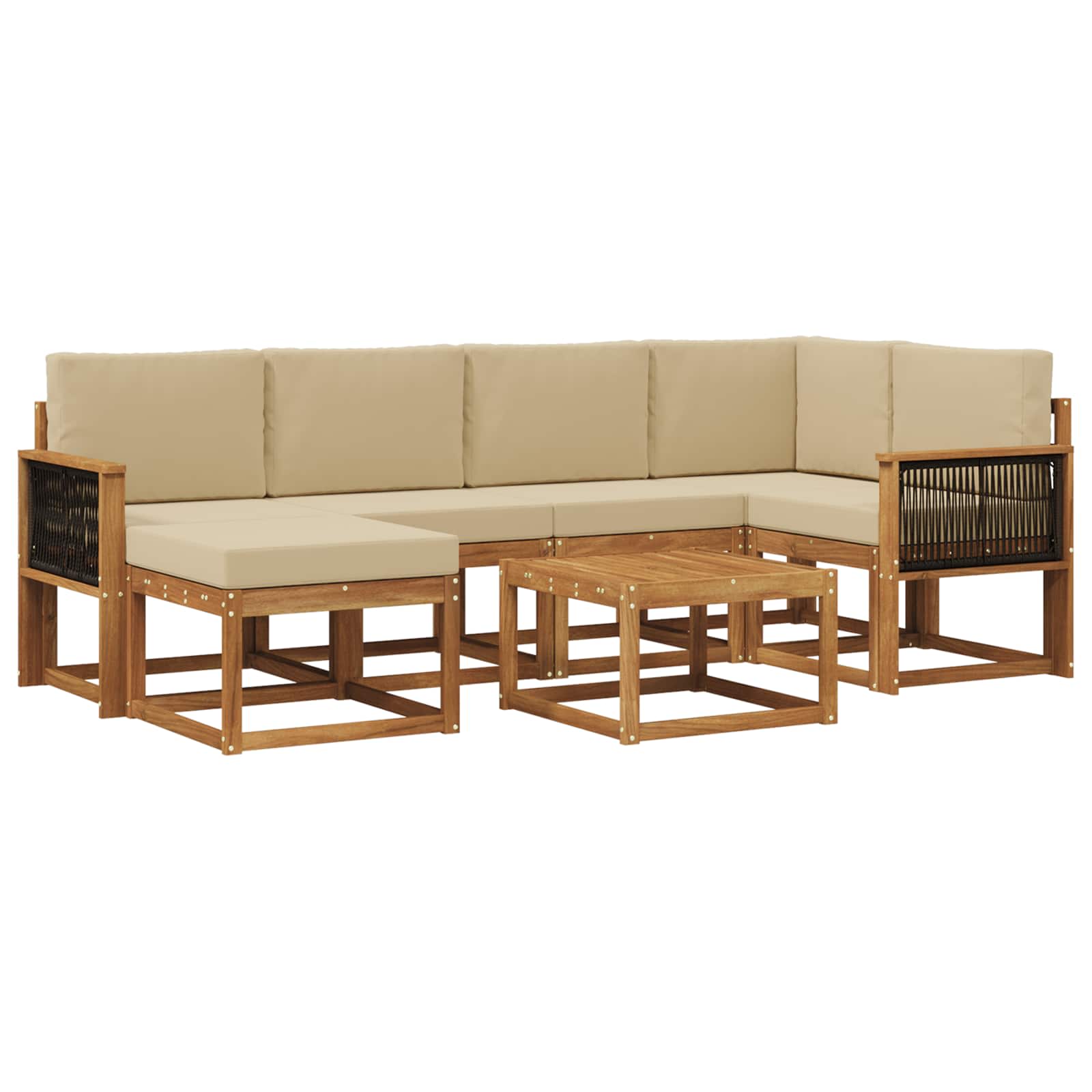 Outdoor-Sofagarnitur 7 pcs Natur und Beige Massivholz Akazie