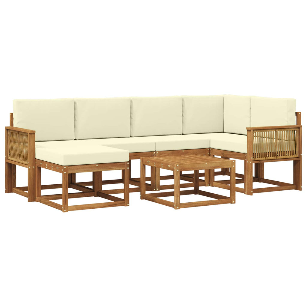 Outdoor-Sofagarnitur 7 pcs Natur und Creme Massivholz Akazie