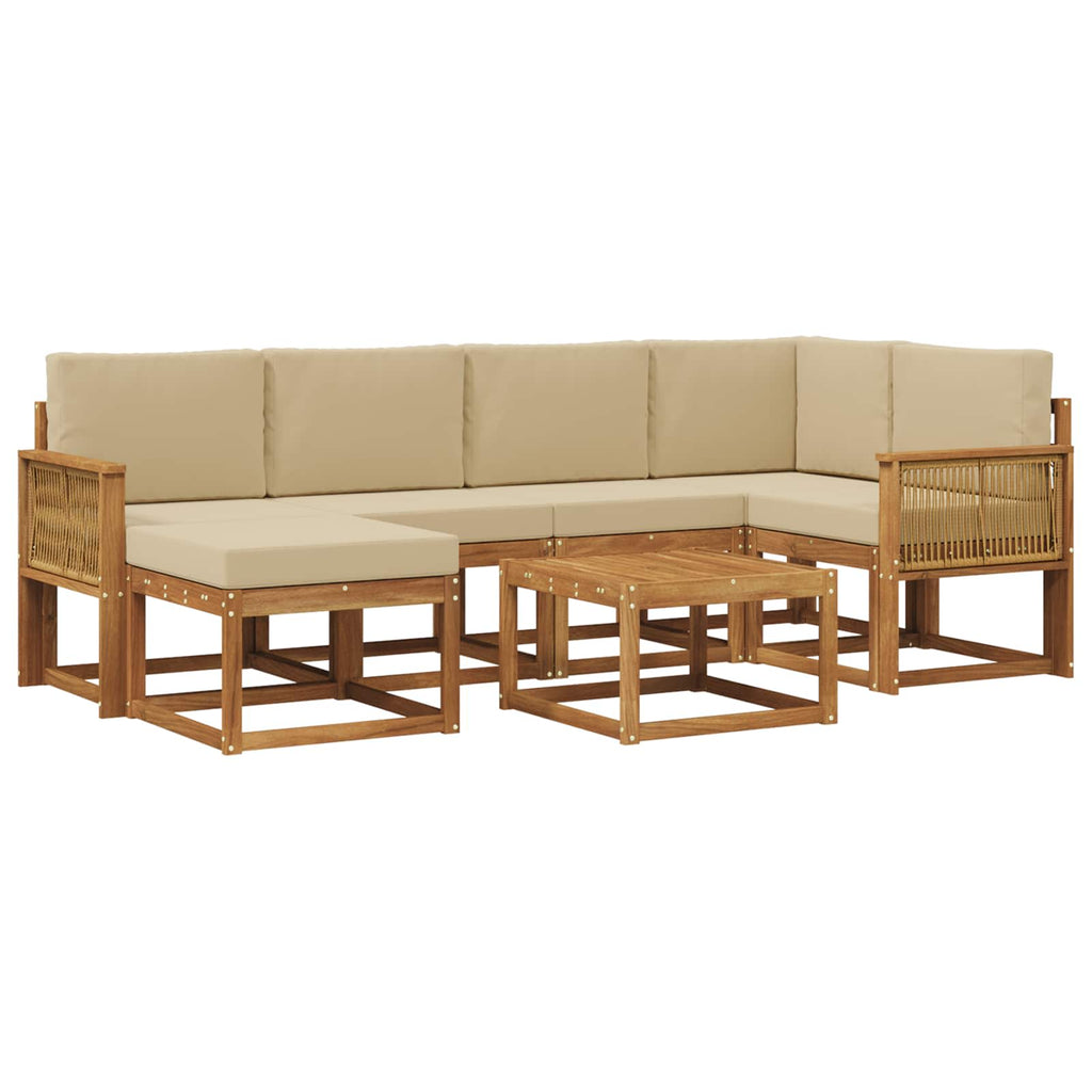 Outdoor-Sofagarnitur 7 pcs Natur und Beige Massivholz Akazie