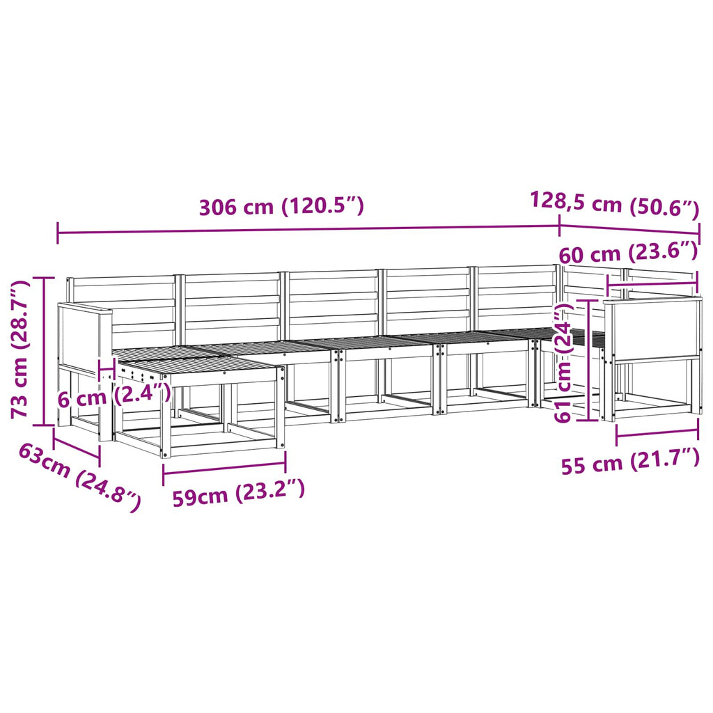 Outdoor-Sofagarnitur 7 pcs Natur Massivholz Akazie