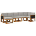 Outdoor-Sofagarnitur 7 pcs Natürlich und Hellgrau Polyester