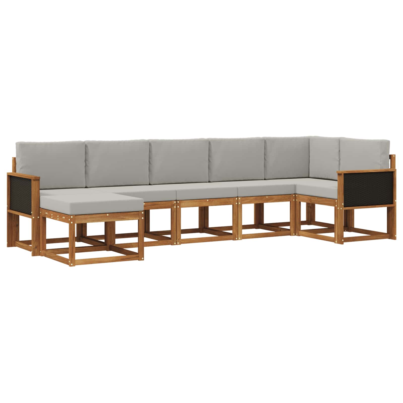 Outdoor-Sofagarnitur 7 pcs Natürlich und Hellgrau Polyester