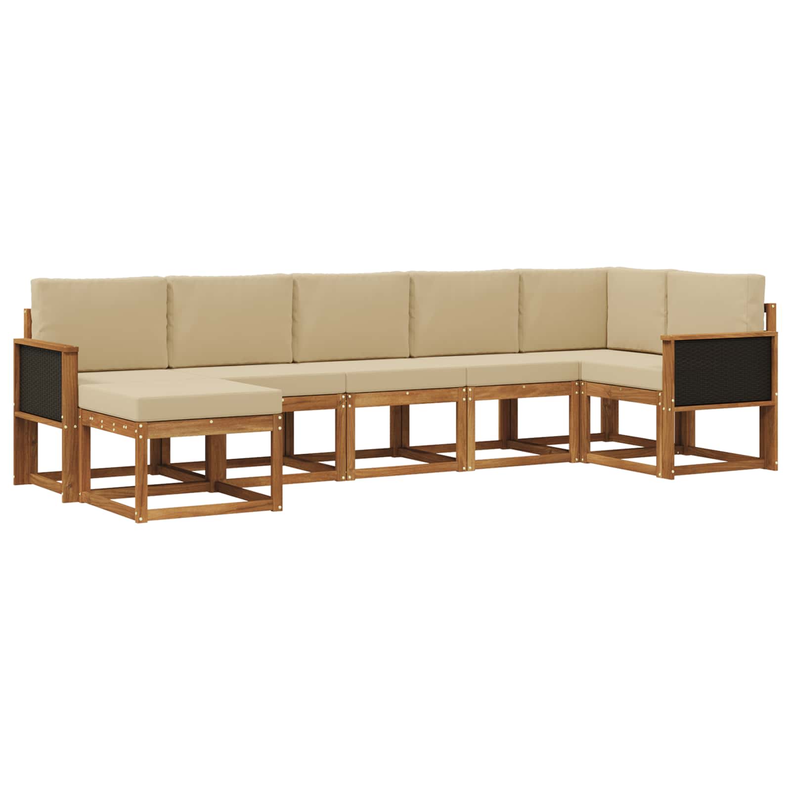 Outdoor-Sofagarnitur mit Kissen 7 pcs Natur und Beige Polyester