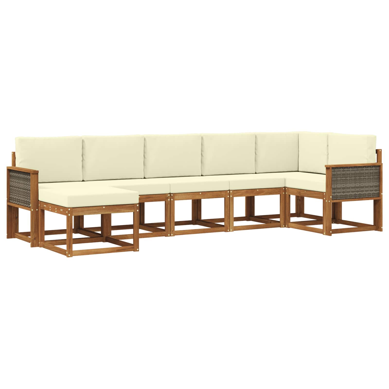 Outdoor-Sofagarnitur mit Kissen 7 pcs Natur und Creme Polyester