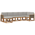 Outdoor-Sofagarnitur 7 pcs Natürlich und Hellgrau Polyester
