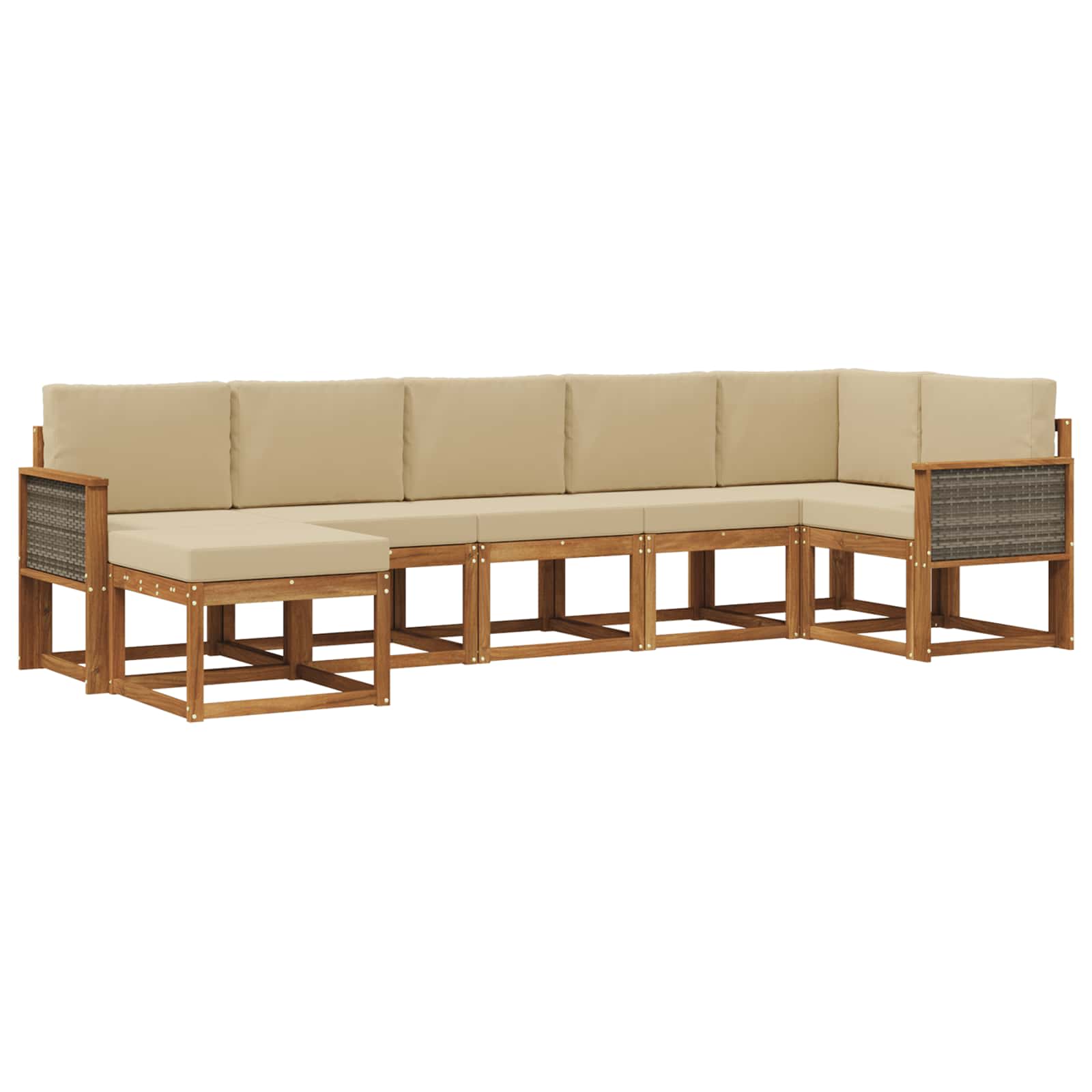 Outdoor-Sofagarnitur mit Kissen 7 pcs Natur und Beige Polyester