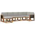 Outdoor-Sofagarnitur 7 pcs Natürlich und Hellgrau Polyester