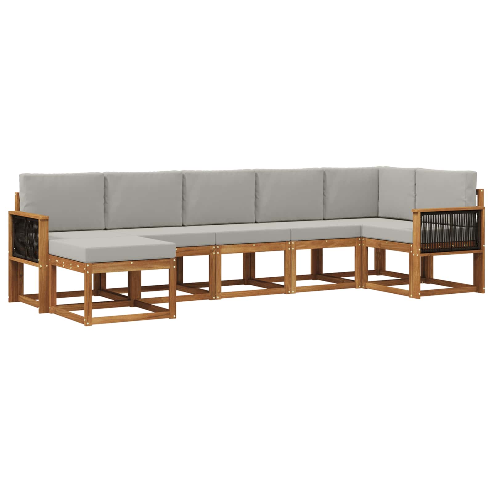 Outdoor-Sofagarnitur 7 pcs Natürlich und Hellgrau Polyester