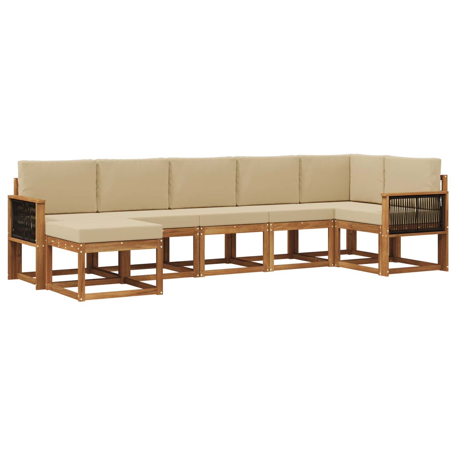 Outdoor-Sofagarnitur mit Kissen 7 pcs Natur und Beige Polyester