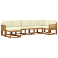Outdoor-Sofagarnitur mit Kissen 7 pcs Natur und Creme Polyester
