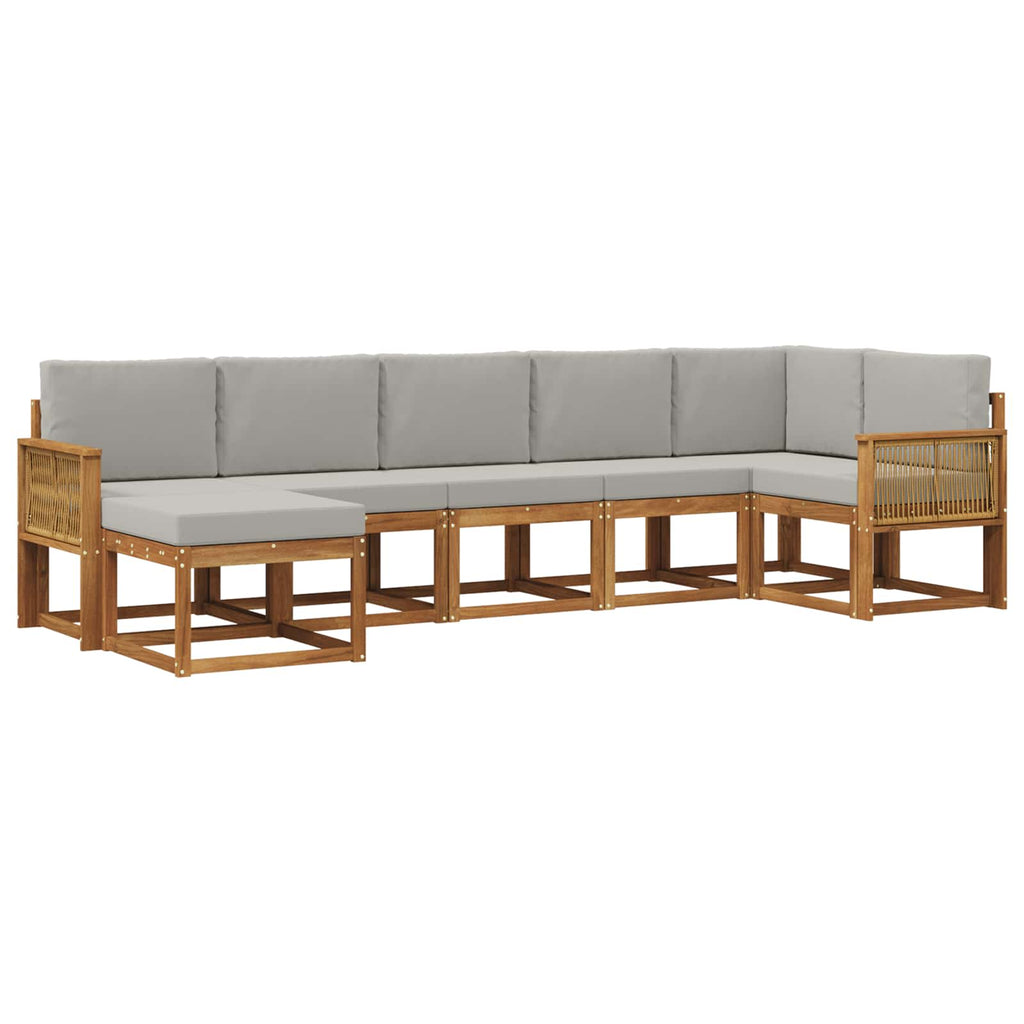 Outdoor-Sofagarnitur 7 pcs Natürlich und Hellgrau Polyester