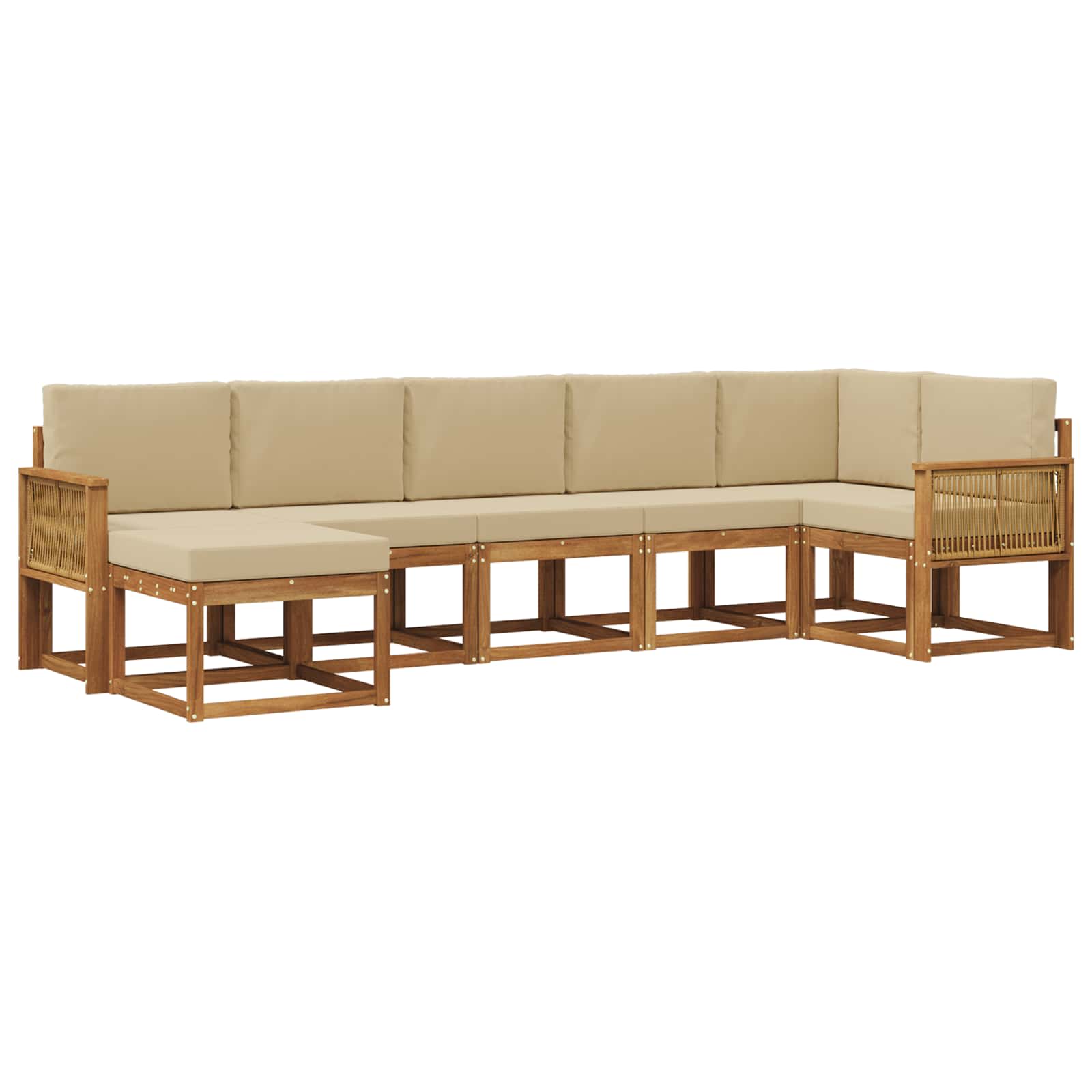 Outdoor-Sofagarnitur mit Kissen 7 pcs Natur und Beige Polyester