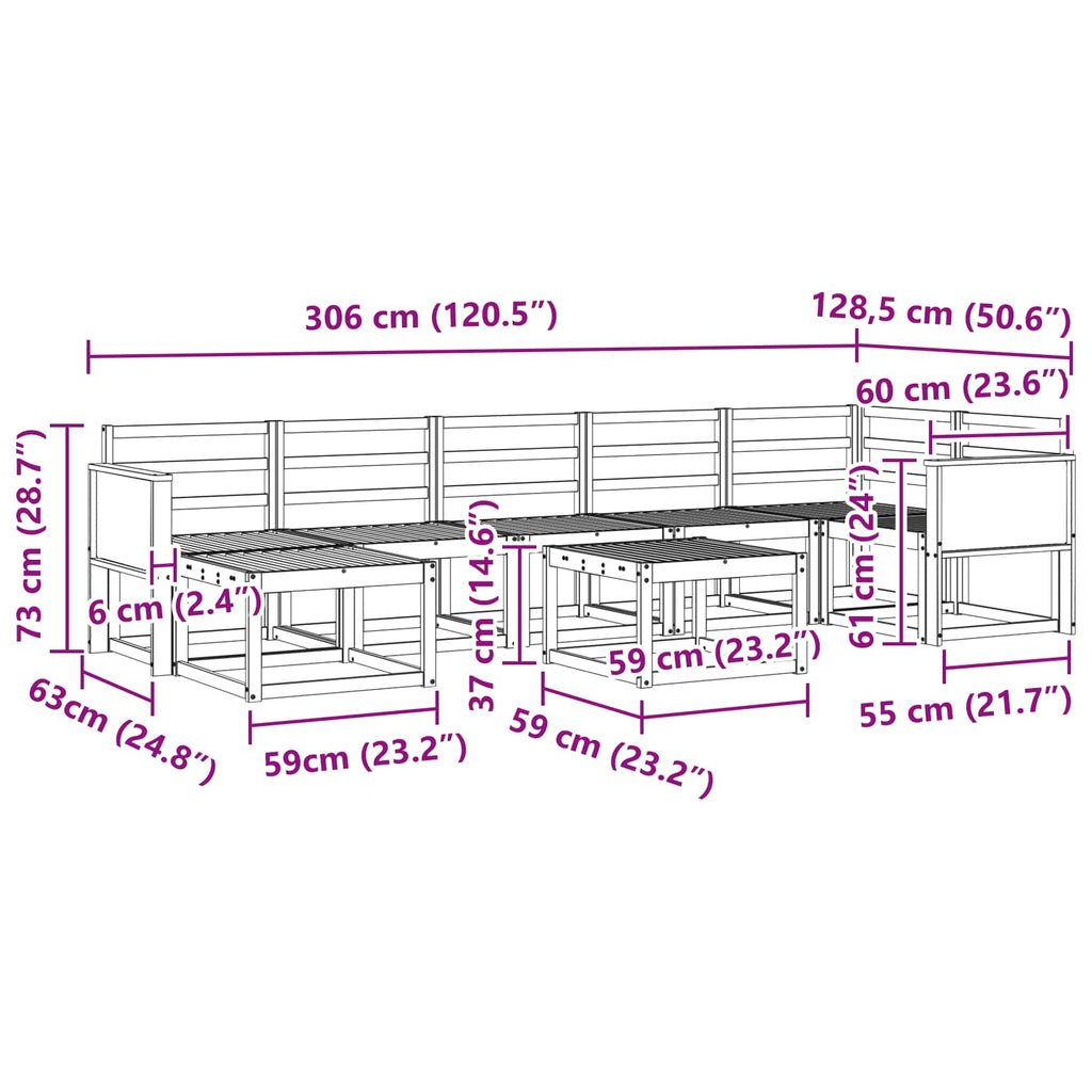 Outdoor-Sofagarnitur 8 pcs Natur Massivholz Akazie