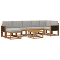 Outdoor-Sofagarnitur 8 pcs Natürlich und Hellgrau Polyester