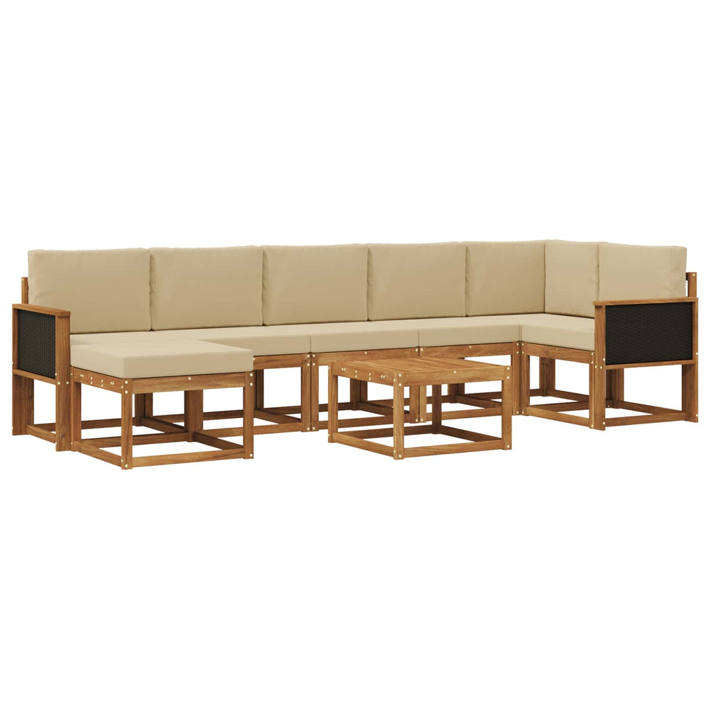 Outdoor-Sofagarnitur mit Kissen 8 pcs Natur und Beige Polyester