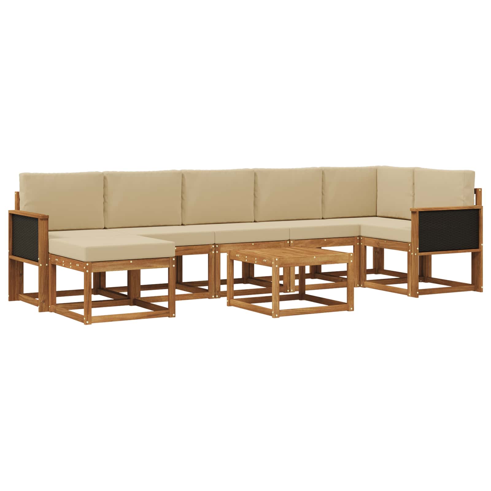 Outdoor-Sofagarnitur mit Kissen 8 pcs Natur und Beige Polyester
