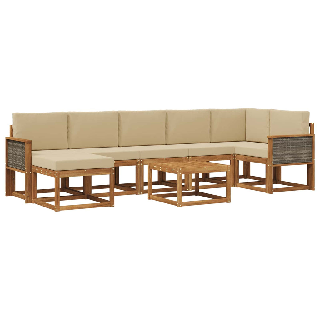 Outdoor-Sofagarnitur mit Kissen 8 pcs Natur und Beige Polyester