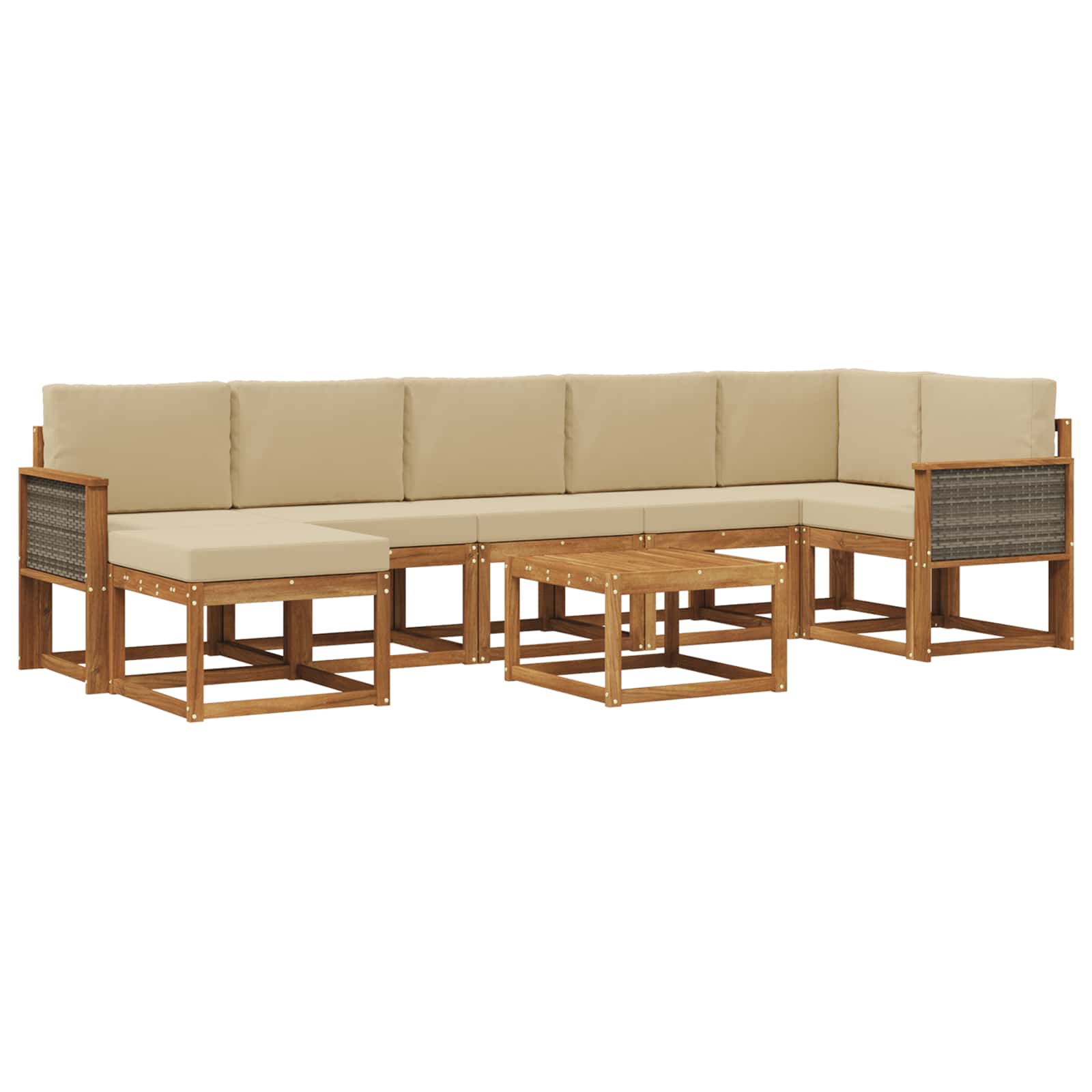Outdoor-Sofagarnitur mit Kissen 8 pcs Natur und Beige Polyester